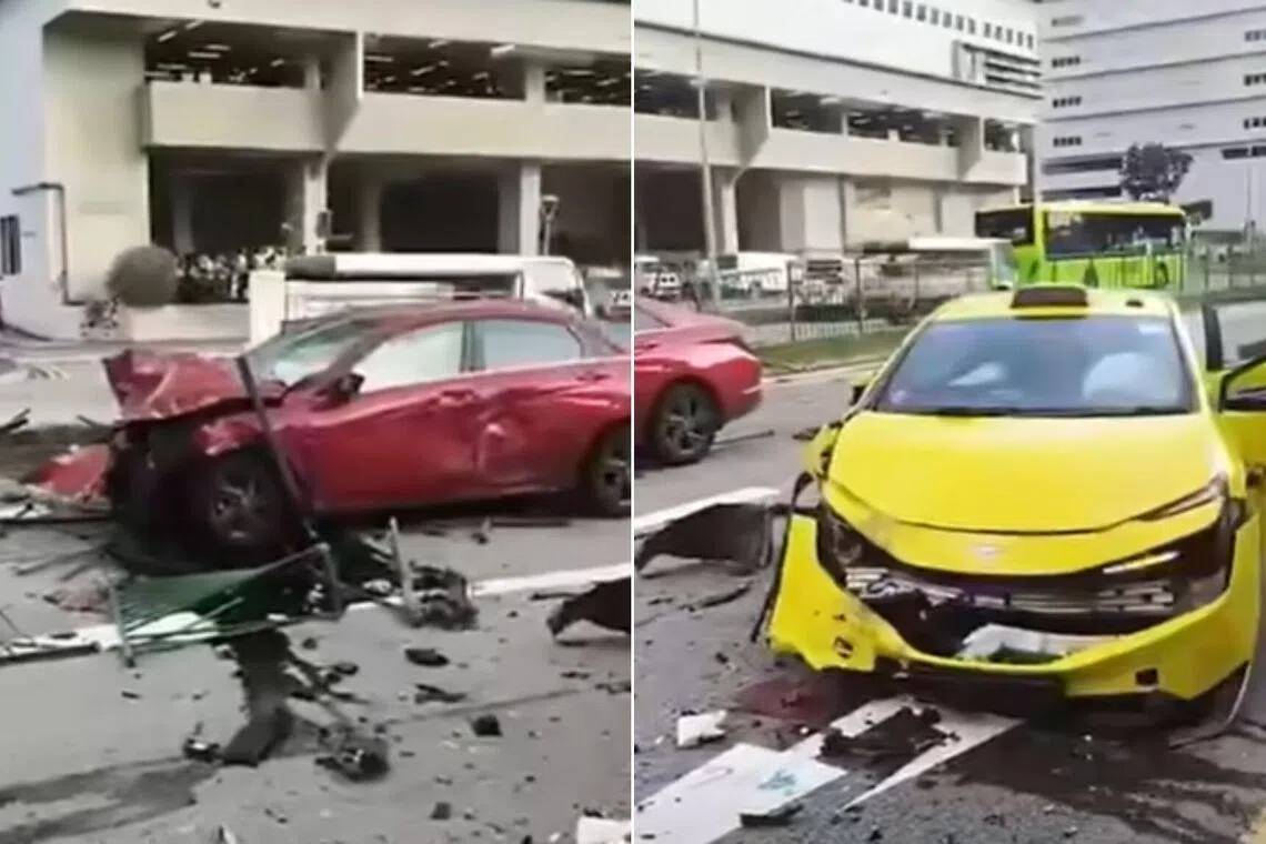 حادث تصادم بين سيارة وأجرة في بنديمير
